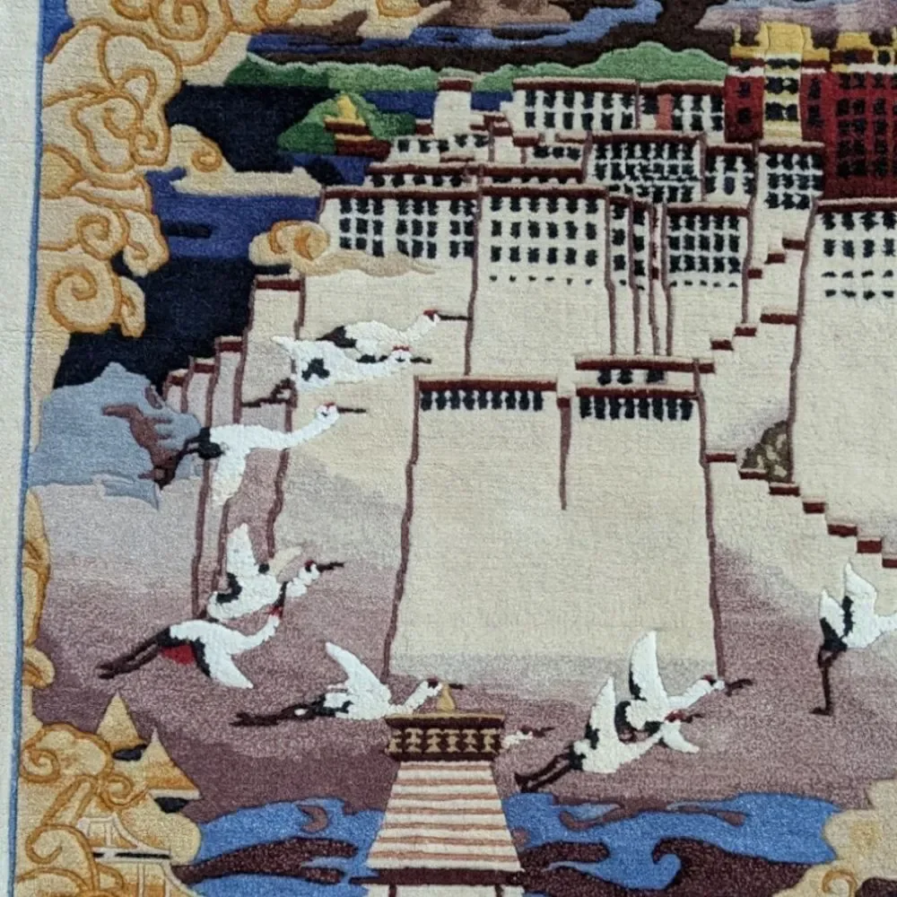 Tibetan Potala Palace Rug w/ Fringe Tapestry Wall Hanging Decor